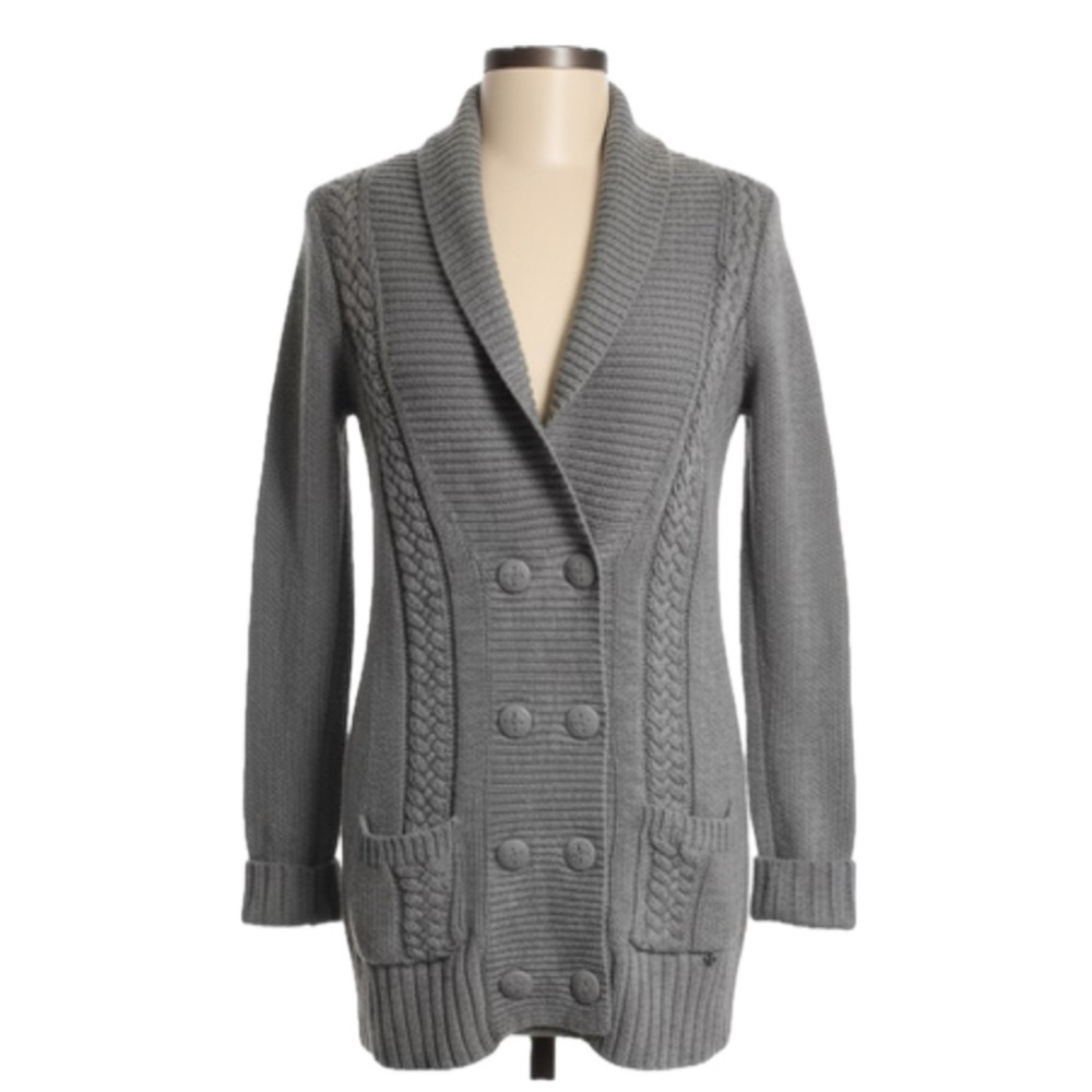 Aritzia TNA Gray Cable Knit Cardigan